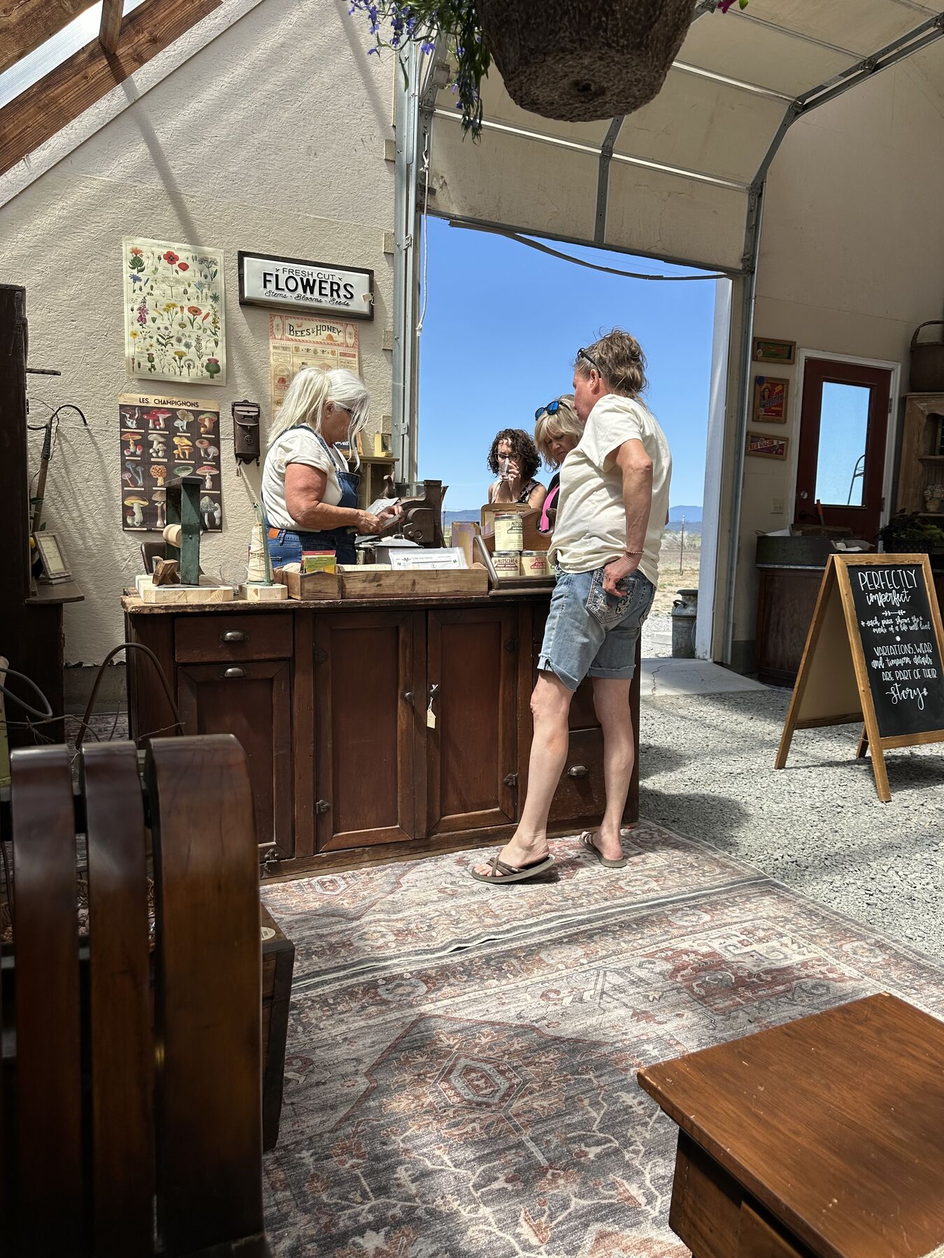 Guests at the counter inside the greenhouse
